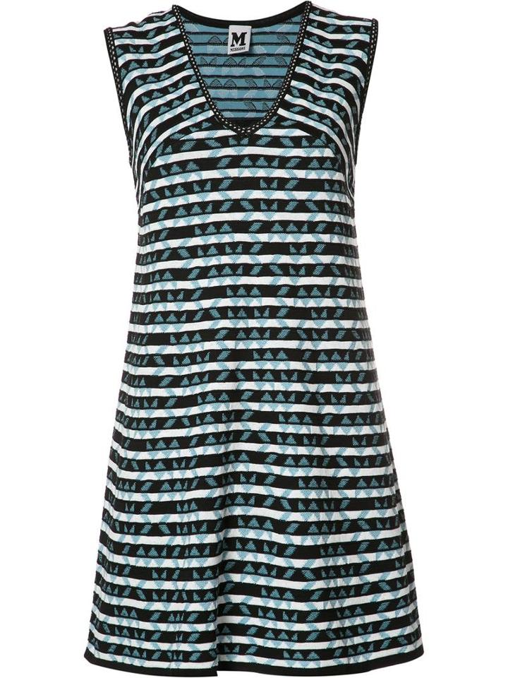 M Missoni Striped Shift Dress, Women's, Size: 42, Black, Polyester/cotton/polyamide