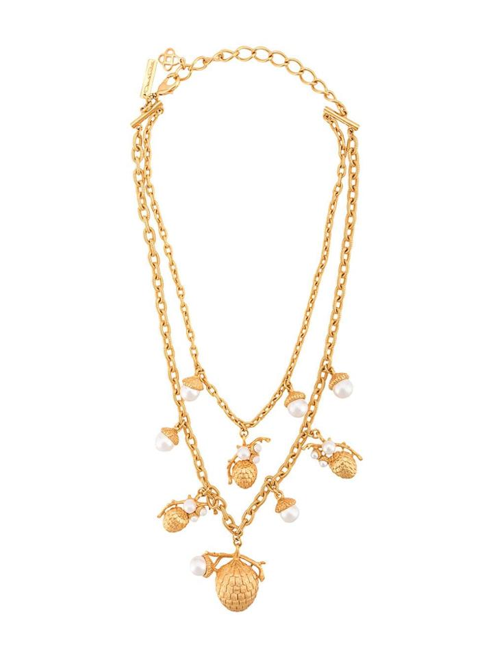 Oscar De La Renta Pinecone Pearl Necklace - Gold