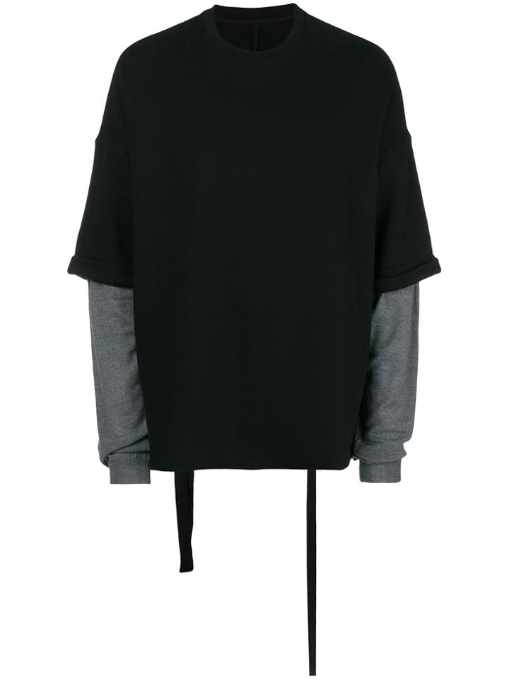 Unravel Project Layered Oversized Sweatshirt - Black