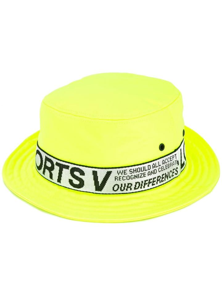 Ports V Logo Flat Fedora Hat - Yellow