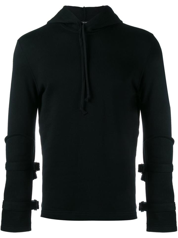 Comme Des Garçons Homme Plus Buckled Sleeve Hoodie, Men's, Size: Small, Black, Cotton