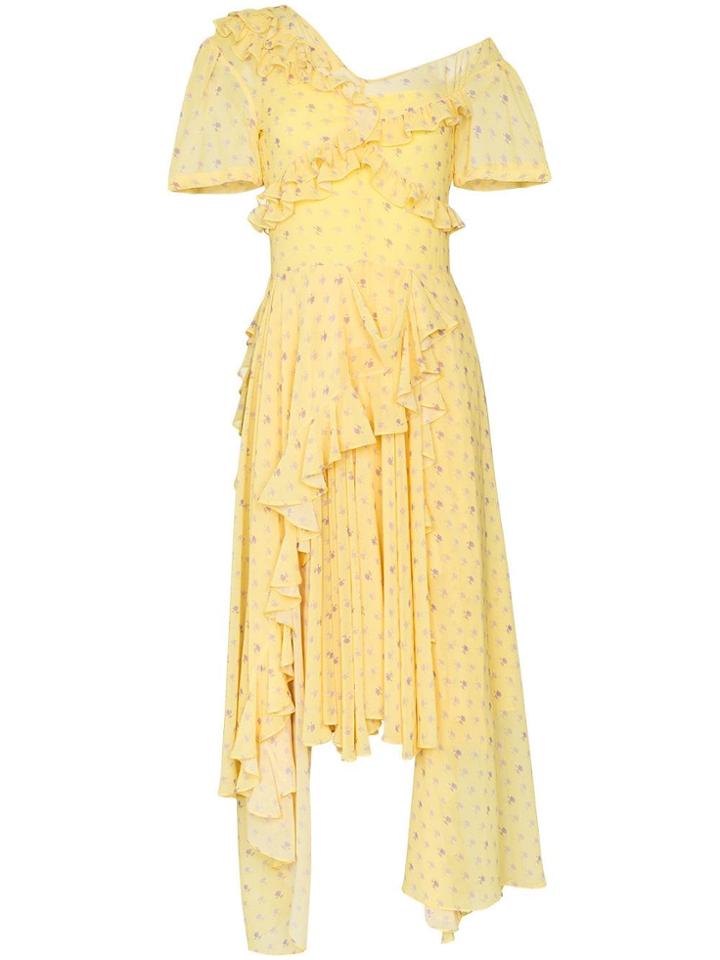Preen By Thornton Bregazzi Kennedy Ruffle Tiered Midi Dress - Yellow