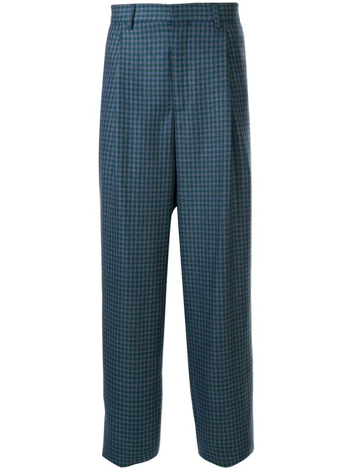 E. Tautz Check-print Tailored Trousers - Blue