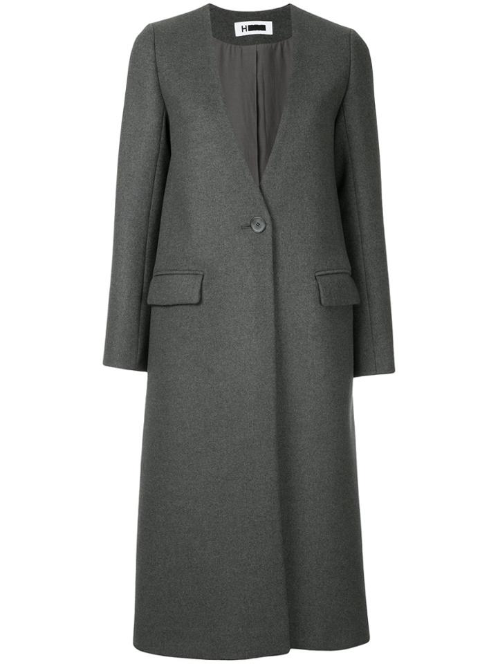 H Beauty & Youth Collarless Button Coat - Grey