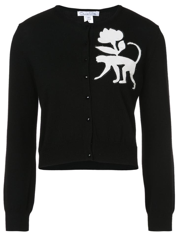 Oscar De La Renta Monkey Intarsia Cardigan - Black