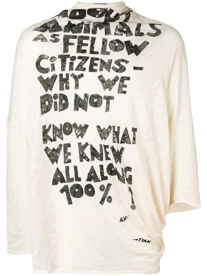 Anntian Printed High Neck T-shirt - Nude & Neutrals