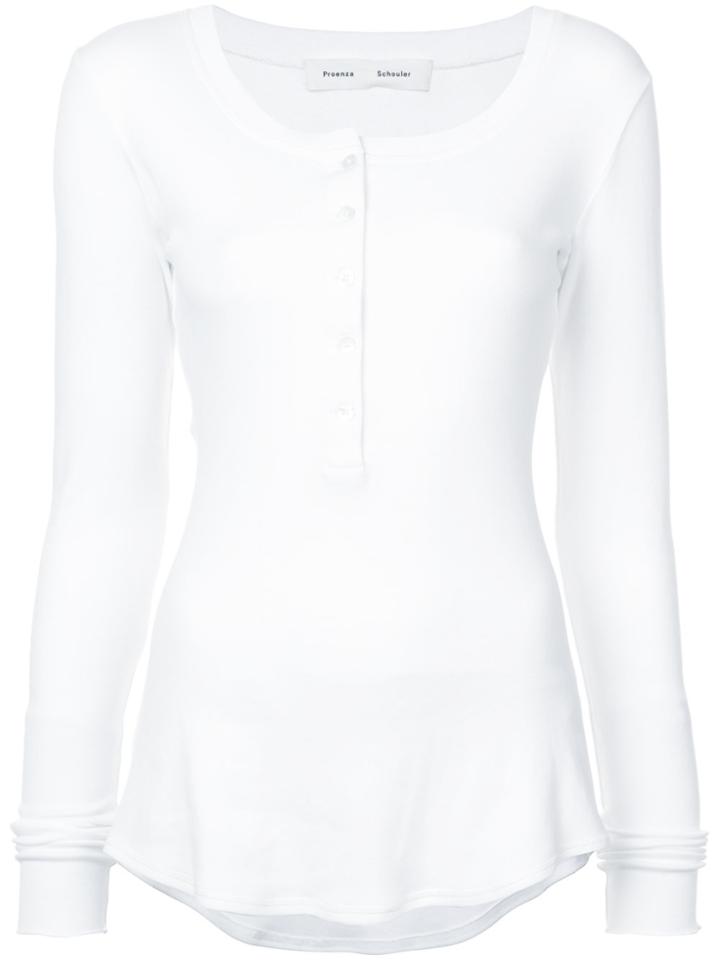 Proenza Schouler Pswl Open Back Button Top - White