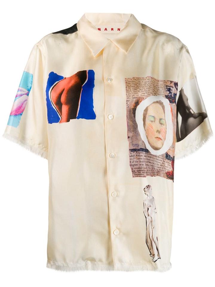 Marni Fringed Antique Print Shirt - Neutrals