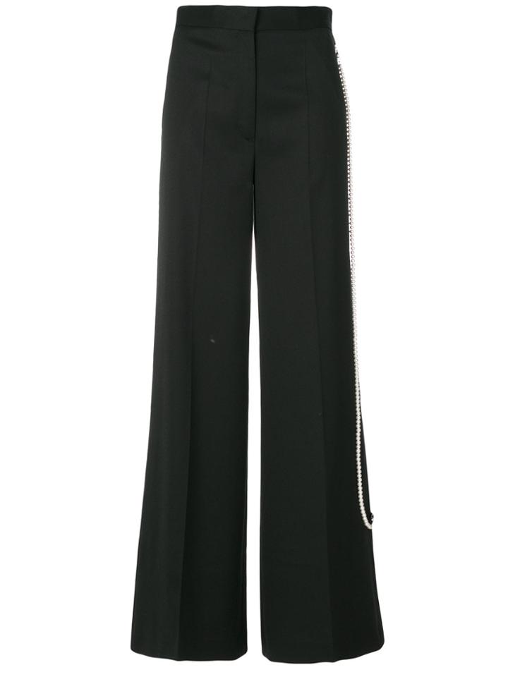 Mm6 Maison Margiela Pearl Trim Tailored Palazzo Pants - Black