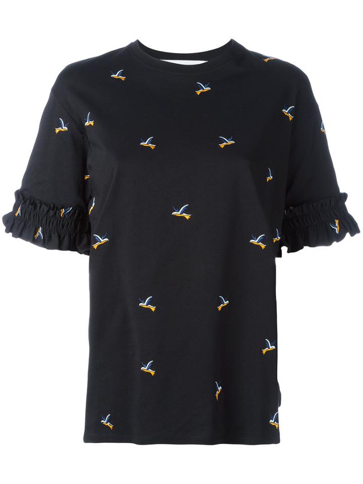 Victoria Victoria Beckham Hummingbird Print T-shirt, Women's, Size: Large, Black, Cotton