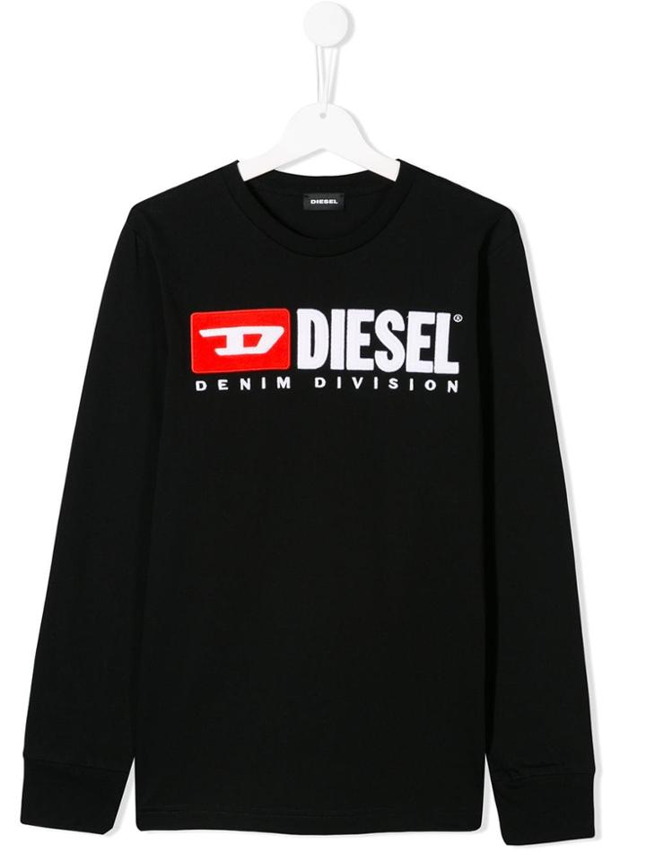 Diesel Kids Logo Embroidered Sweatshirt - Black
