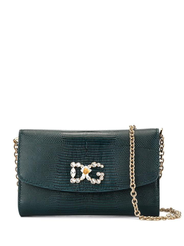 Dolce & Gabbana Embossed Logo-plaque Shoulder Bag - Blue