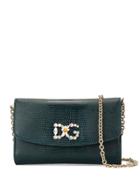 Dolce & Gabbana Embossed Logo-plaque Shoulder Bag - Blue