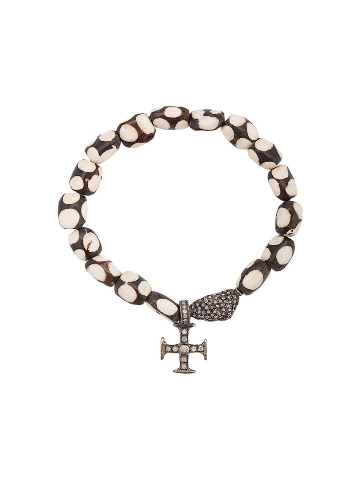 Loree Rodkin 18kt Gold Bone Maltese Cross Bracelet - White