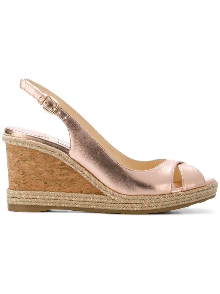 Jimmy Choo Amley 80 Metallic Wedges - Pink