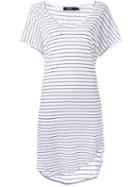 Bassike Striped Boxy T-shirt Dress, Women's, Size: 8, White, Organic Cotton