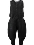 Pleats Please By Issey Miyake Drop-crotch Pleated Playsuit, Women's, Size: 3, Black, Polyester