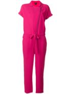 Armani Exchange Asymmetric Drawstring Waist Jumpsuit - Pink & Purple