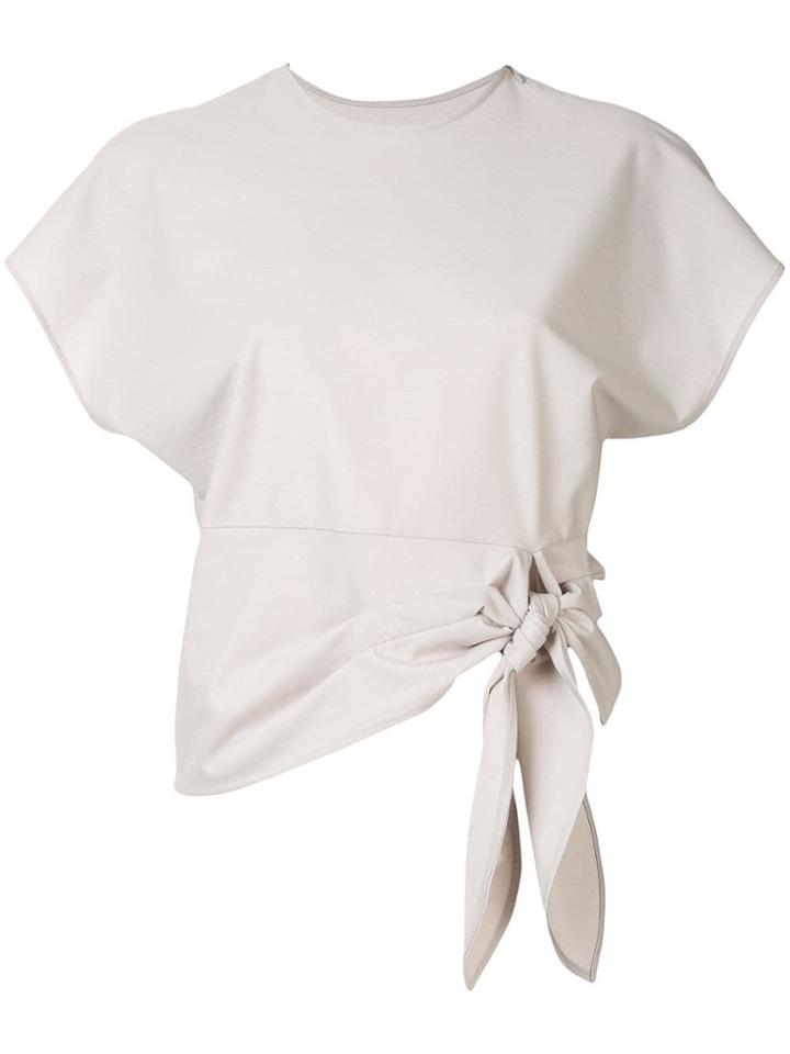 Le Ciel Bleu Tie Front Top - Grey