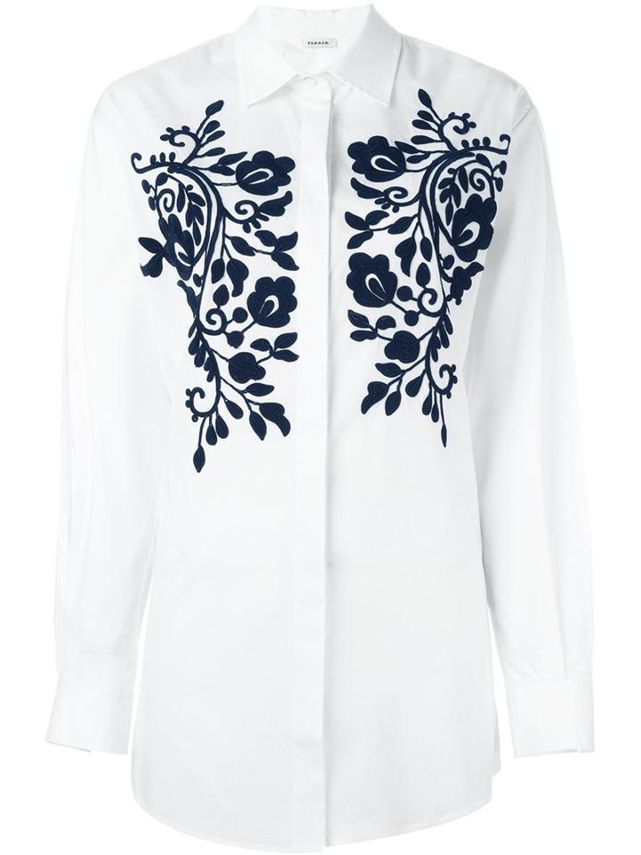 P.a.r.o.s.h. Embroidered Detail Shirt, Women's, Size: Medium, White, Cotton/spandex/elastane/viscose