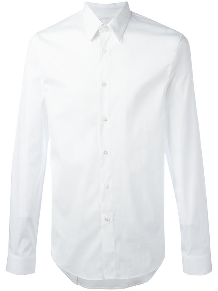 Jil Sander Long Sleeve Shirt, Men's, Size: 42, White, Cotton/polyamide/spandex/elastane