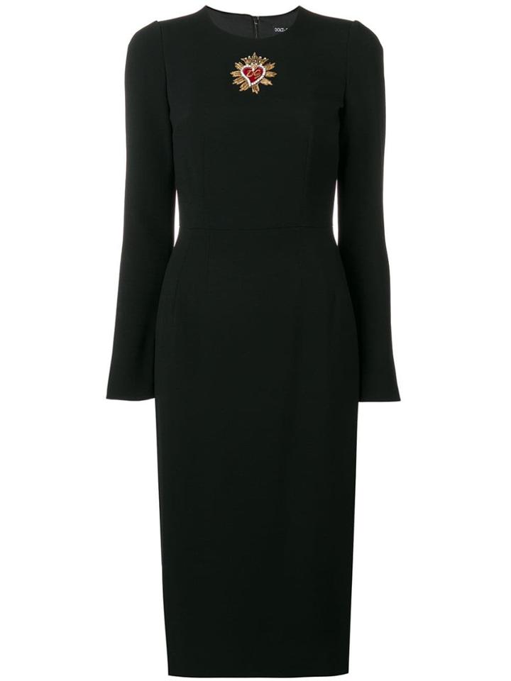 Dolce & Gabbana Logo Long-sleeve Midi Dress - Black