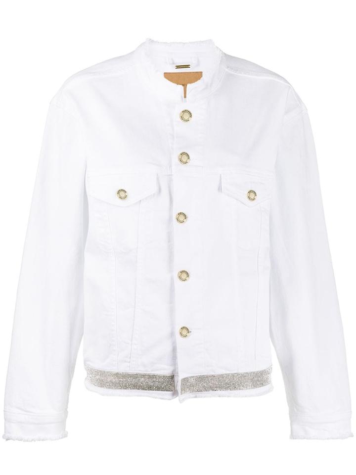 Alexandre Vauthier Strass Detail Denim Jacket - White