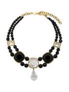 Céline Vintage Crystal Stones Necklace - Black
