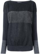 Fabiana Filippi Textured Stripes Fine Knit Jumper, Women's, Size: 46, Black, Silk/suede/viscose/polybutylene Terephthalate (pbt)