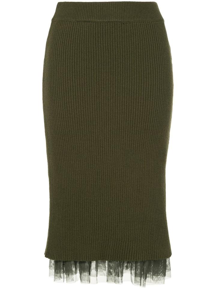 Des Prés Lace Hem Skirt - Green
