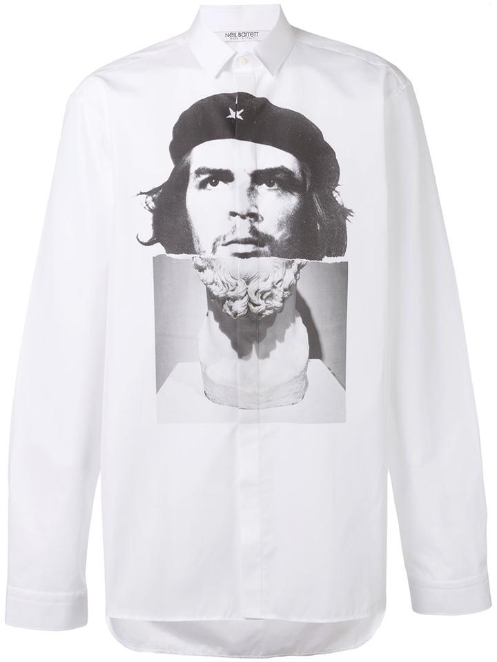 Neil Barrett - Che Guevara Print Shirt - Men - Cotton - 40, White, Cotton
