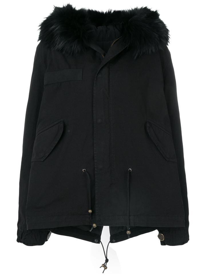 Mr & Mrs Italy Racoon Fur Trim Parka - Black