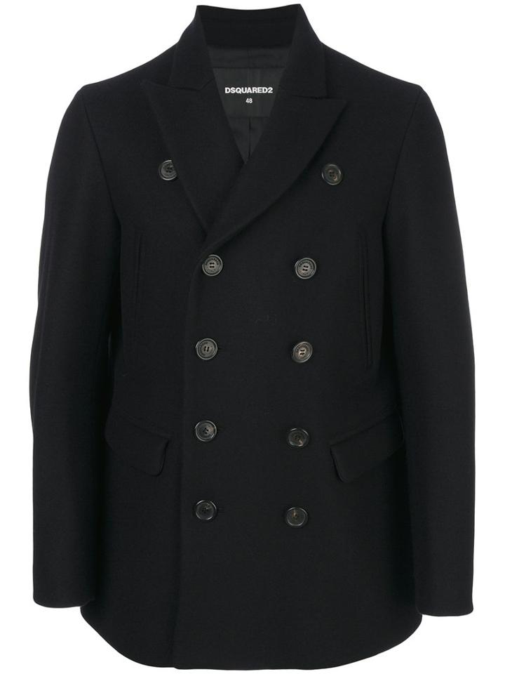 Dsquared2 - Classic Peacoat - Men - Cotton/polyamide/polyester/virgin Wool - 50, Black, Cotton/polyamide/polyester/virgin Wool