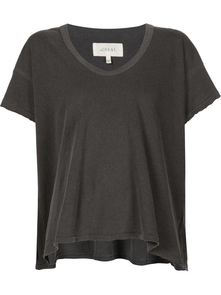 The Great The U-neck T-shirt, Women's, Size: 2, Black, Cotton