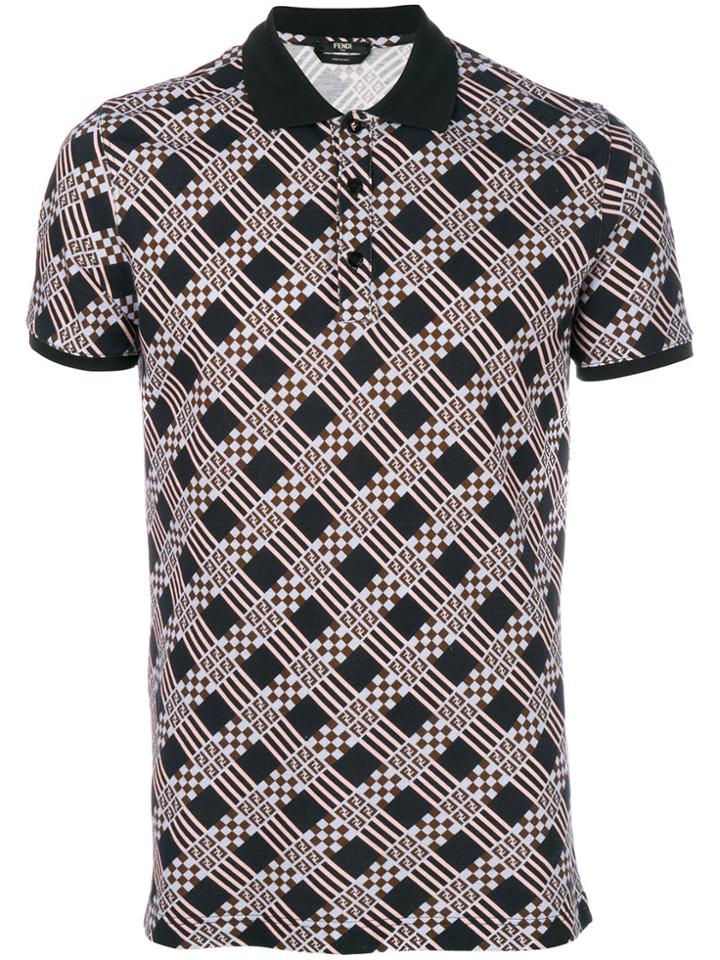 Fendi Embroidered Fitted Polo Top - Blue