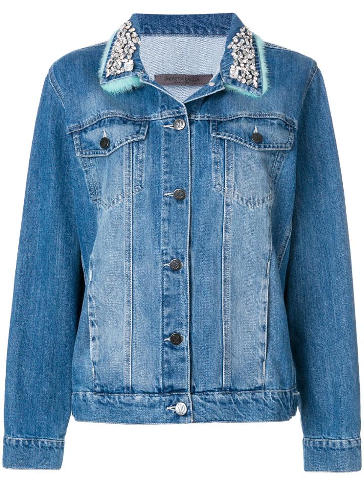 Simonetta Ravizza Embellished Collar Jacket - Blue
