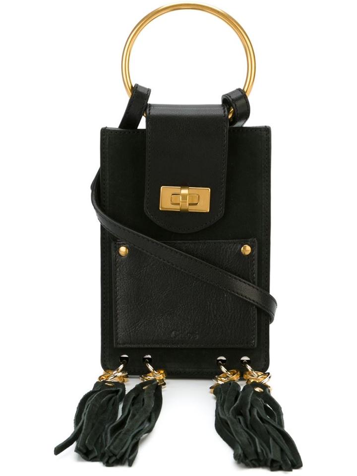 Chloé Mini Jane Crossbody Bag, Women's, Black, Calf Leather/suede