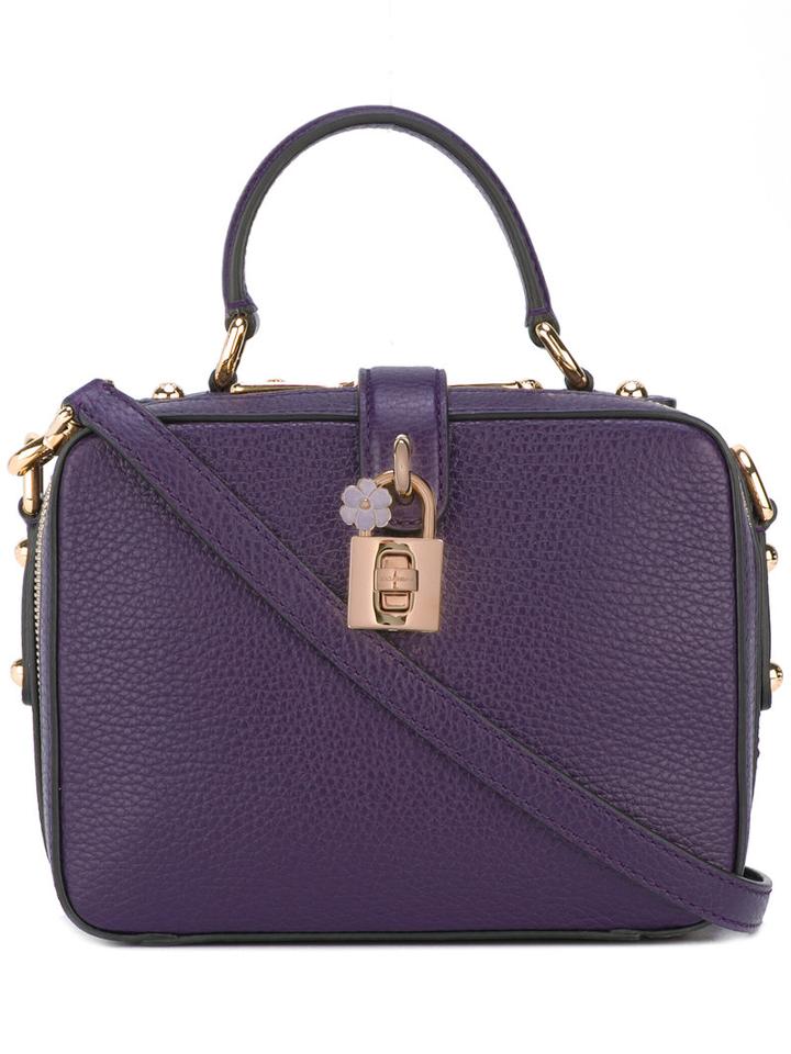 Dolce & Gabbana Square Padlock Shoulder Bag, Women's, Pink/purple, Calf Leather