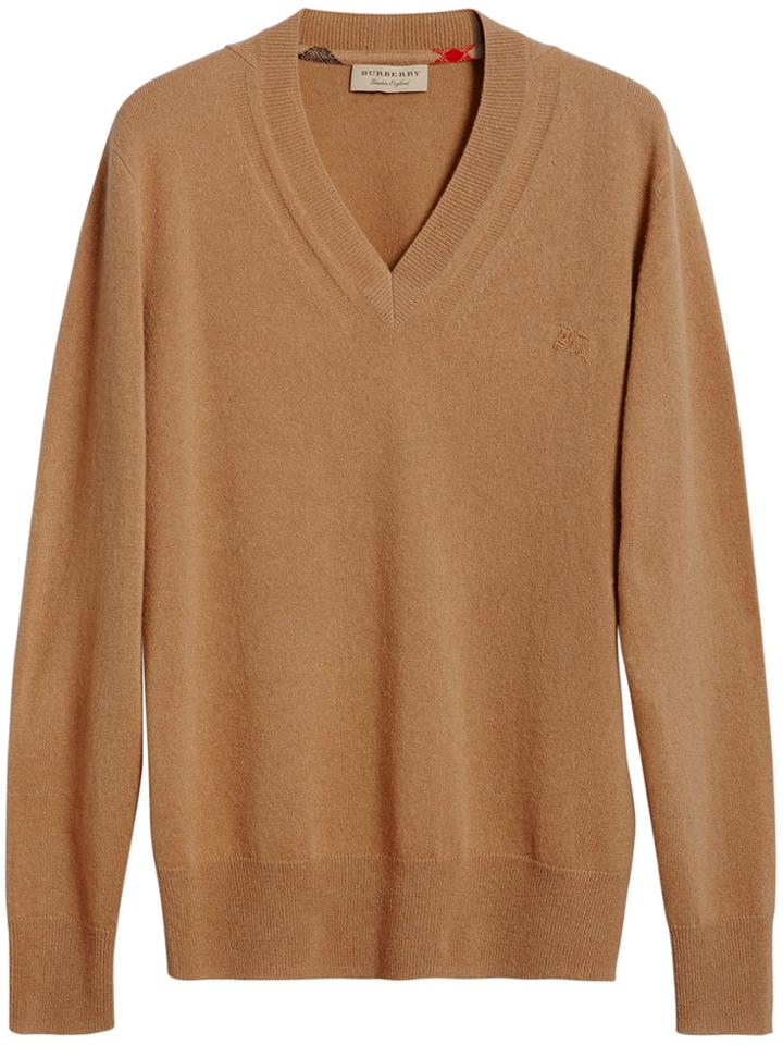 Burberry Cashmere V-neck Sweater - Brown