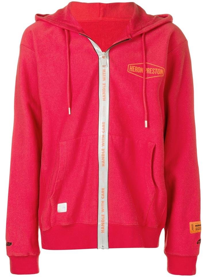Heron Preston Contrast Trim Logo Hoodie - Red