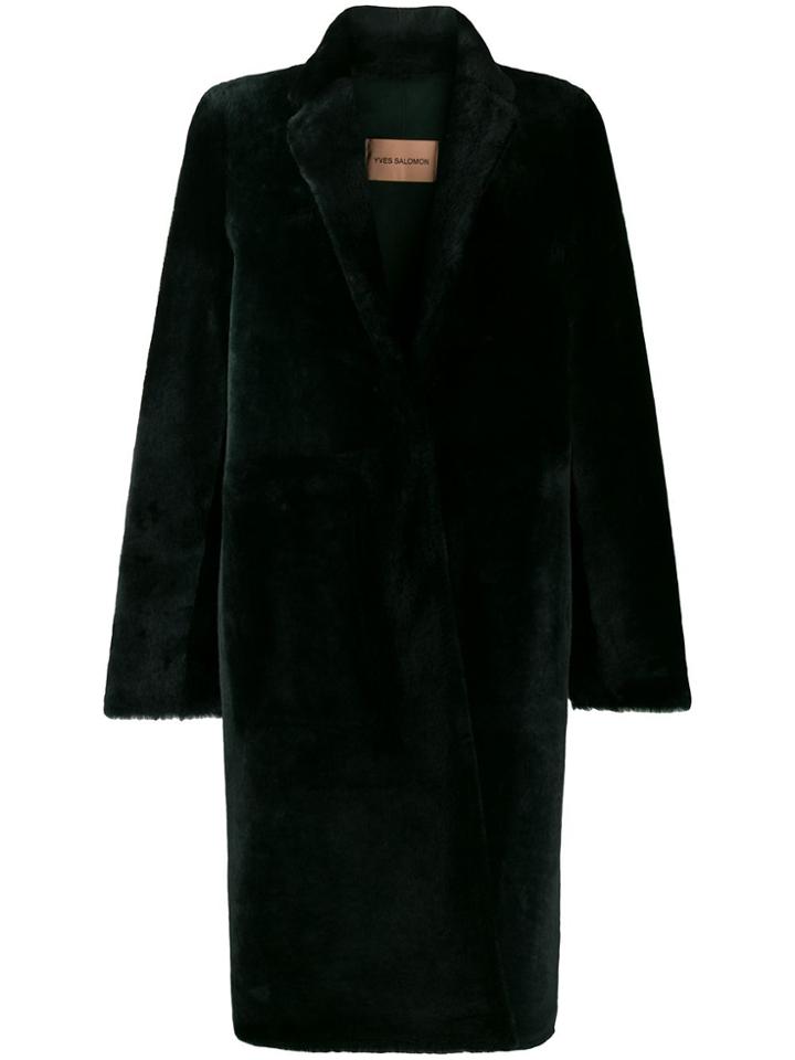 Yves Salomon Longline Shearling Coat - Green