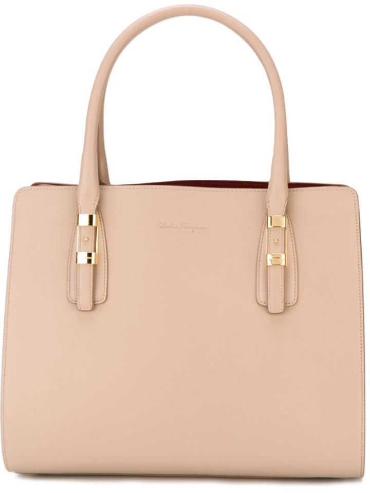 Salvatore Ferragamo Medium Whitney Tote, Women's, Nude/neutrals, Calf Leather