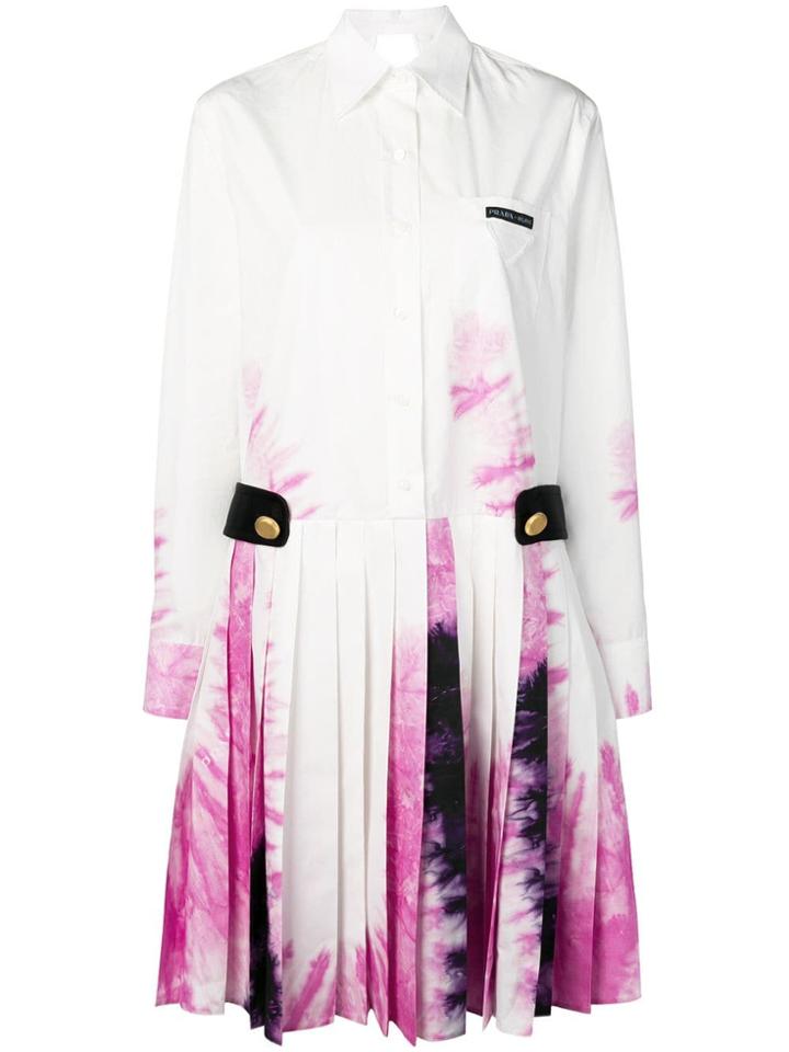 Prada Pleated Tie-dye Dress - White