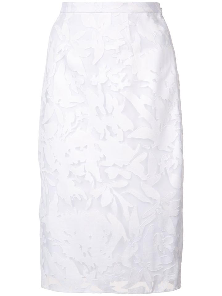 Milly - Floral Embroidery Skirt - Women - Cotton/polyester - 6, White, Cotton/polyester