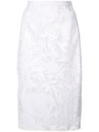 Milly - Floral Embroidery Skirt - Women - Cotton/polyester - 6, White, Cotton/polyester
