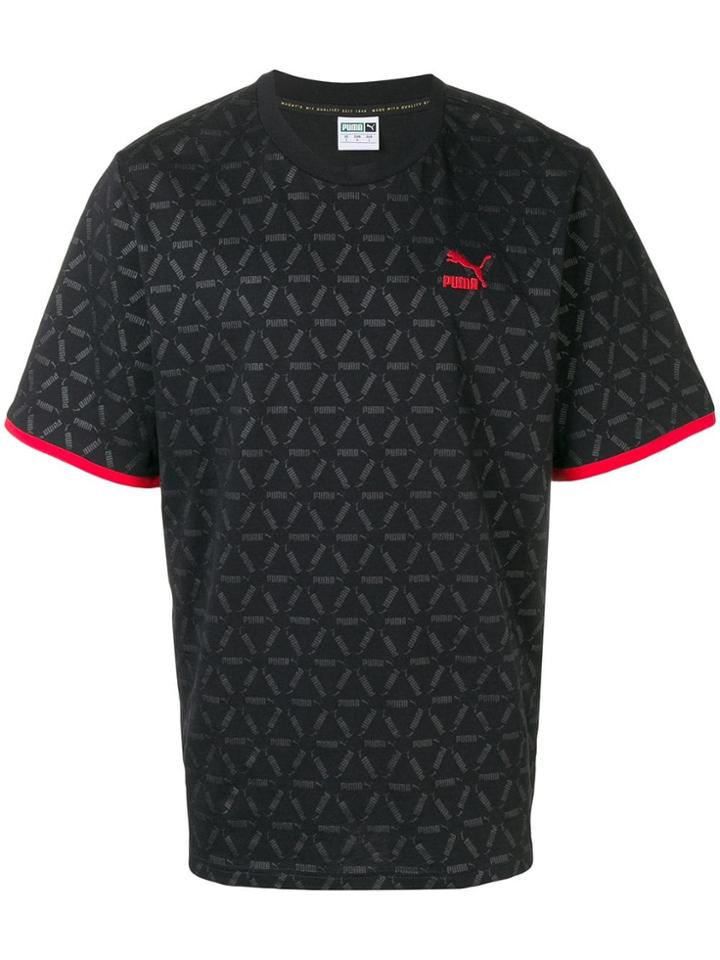 Puma Oversized Logo Print T-shirt - Black