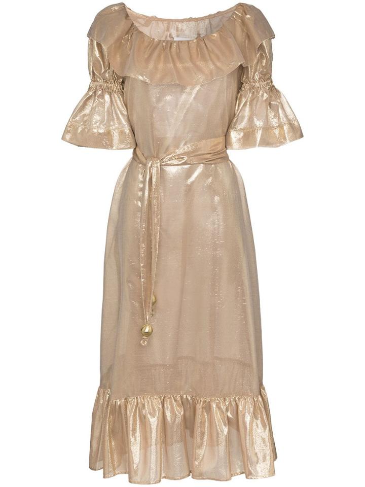 Lisa Marie Fernandez Natasha Ruffled Midi-dress - Metallic