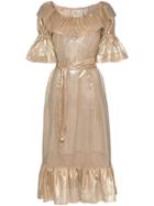 Lisa Marie Fernandez Natasha Ruffled Midi-dress - Metallic