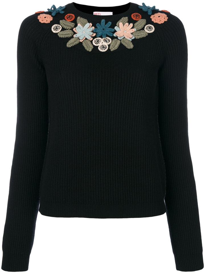 Red Valentino Floral Applique Jumper - Black