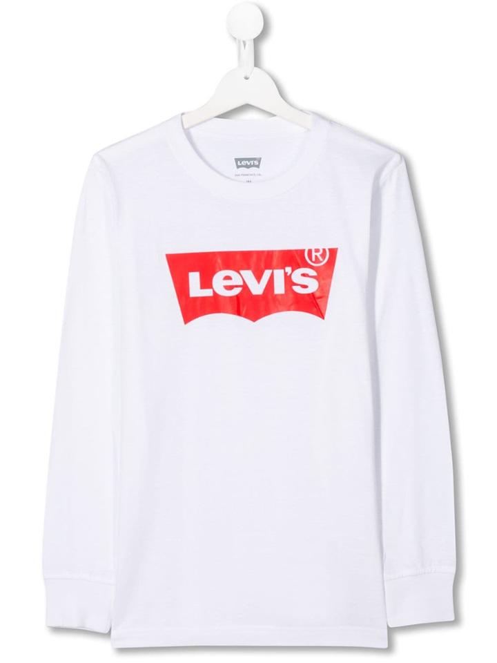 Levi's Kids Teen Logo-print Long Sleeved T-shirt - White